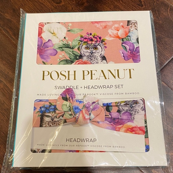 Posh Peanut Other - Posh Peanut Bamboo Dixie Owl Print Swaddle and Headwrap Set NEW